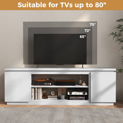 TV Cabinet with 3 Adjustable Shelves and Anti-Tipping Kits for TVs up to 80 Inch-White