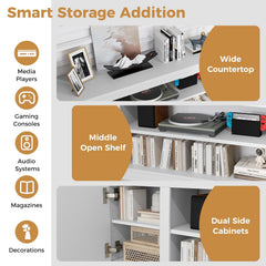 TV Cabinet with 3 Adjustable Shelves and Anti-Tipping Kits for TVs up to 80 Inch-White