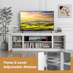 TV Cabinet with 3 Adjustable Shelves and Anti-Tipping Kits for TVs up to 80 Inch-White