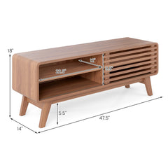 TV Stand for TVs up to 55 inches with Sliding Door and Adjustable Shelves for Living Room-Brown