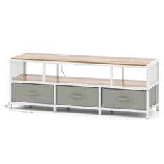 TV Stand for TVs up to 65 Inches with Power Outlets USB Charging-Natural