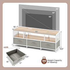 TV Stand for TVs up to 65 Inches with Power Outlets USB Charging-Natural