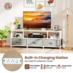 TV Stand for TVs up to 65 Inches with Power Outlets USB Charging-Natural