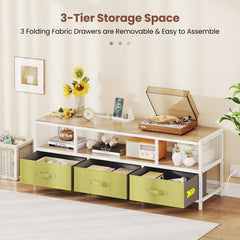 TV Stand for TVs up to 65 Inches with Power Outlets USB Charging-Natural