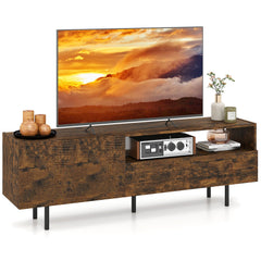TV Stand for TVs up to 70 inches with Storage Cabinet and Raised Metal Legs-Rustic Brown