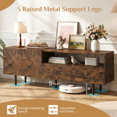 TV Stand for TVs up to 70 inches with Storage Cabinet and Raised Metal Legs-Rustic Brown