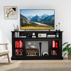TV Stand with LED Lights and Remote Control-Black