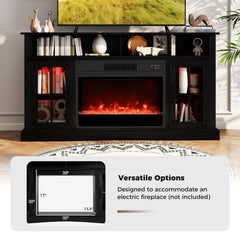 TV Stand with LED Lights and Remote Control-Black