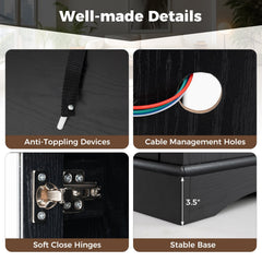 TV Stand with LED Lights and Remote Control-Black