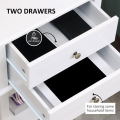 Modern Sofa Side Table, Accent End Table with Drawers and Storage Shelf, Nightstand for Bedroom Living Room, Black