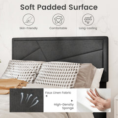 Full Upholstered Platform Bed with 44 Inch High Headboard and 12 Plywood Slats