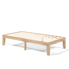 Twin Size 14 Inch Solid Wood Platform Bed Frame with 14 Poplar Slats, Natural