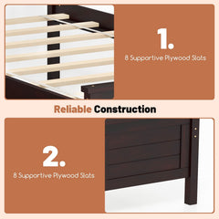 Twin Size Bed Frame with Storage Drawers-Espresso