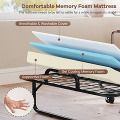 Twin Size Folding Bed with 5 Inch Mattress