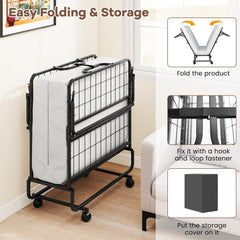 Twin Size Folding Bed with 5 Inch Mattress