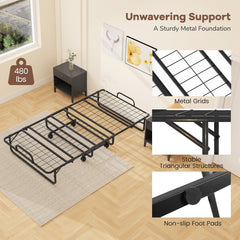 Twin Size Folding Bed with 5 Inch Mattress