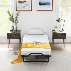 Twin Size Folding Bed with Foam Mattress and Lockable Wheels