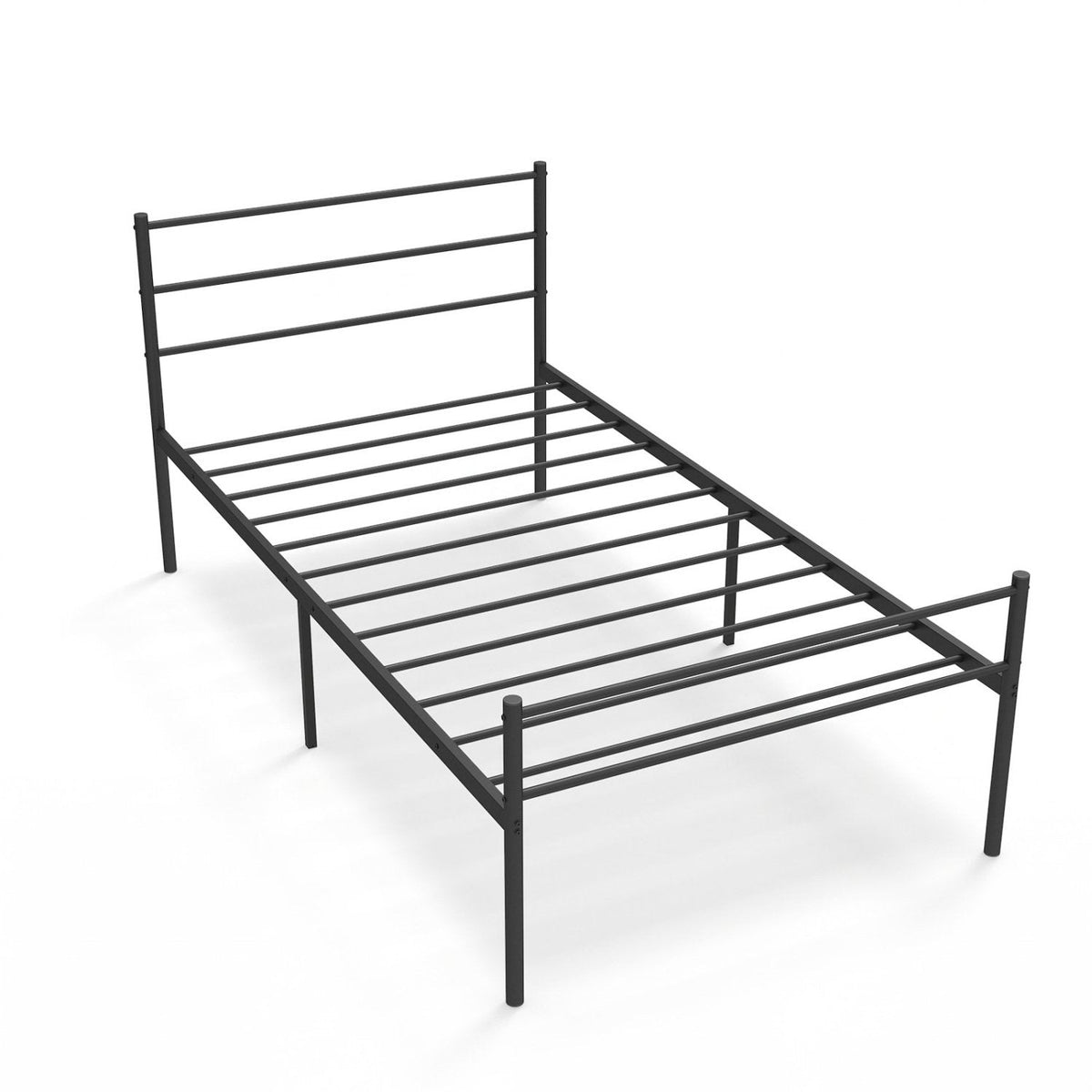 Twin Metal Platform Bed with Headboard and Footboard, 26 lb Frame, Black