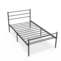 Twin Metal Platform Bed with Headboard and Footboard, 26 lb Frame, Black