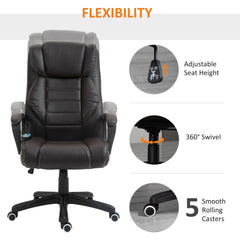 Massage Office Chair, High Back Executive Office Chair with 6-Point Vibration, Timer, Adjustable Height, Swivel Seat and Rocking Function, Black