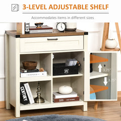 Rustic Barn Door Storage Cabinet Modern Farmhouse Buffet Sideboard for Kitchen & Dining Room Dark Oak
