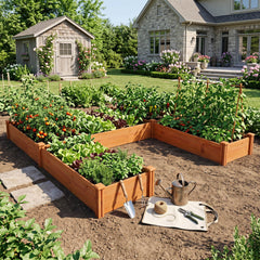U-Shaped Wooden Garden Raised Bed for Backyard and Patio-Orange