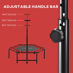 45" Rebounder Trampoline for Adult, Quiet Bungee Rebounder with LED Lights and Adjustable Handle, Red