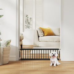 26"-37" Dog Gate, Adjustable Pet Gate, Fits 10" Tall with 2 Extension, Pressure Mount Kit for Stairs and Doorways, Black