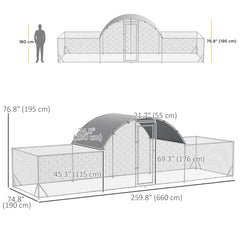 21.7' x 6.2' Metal Chicken Run with Waterproof and Anti-UV Cover