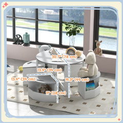 5 Piece Kids Table and Chair Set with Storage for Kids Room, Grey
