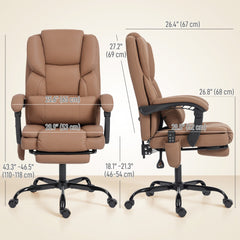 Office Chair with Massage, Pet-Friendly Faux Leather Reclining Desk Chair with Lumbar Support, Footrest, Black