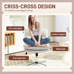 Armless Office Chair, Criss Cross Chair with Adjustable Height & Tilt Function for Home Office, Study, Grey
