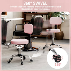 Adjustable Rolling Stool with Removable Backrest, Faux Leather Swivel Stool Chair for Salon Spa, Bar, Massage, Black