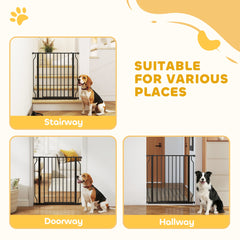 30"- 45" Easy Install Pet Gate w/ Door & Double Locking System, Extra Wide Dog Gate for Stairs, Hallways, White