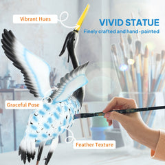 Flying Crane Garden Statue, 42.5" Standing Lawn Ornament, Steel Garden Decor Bird Statue with Stakes for Lawn Patio Backyard Decoration, Mixed Colour