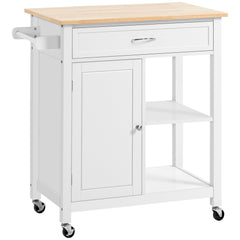 Rolling Kitchen Cart with Wood Top and Drawer, Kitchen Island on Wheels for Dining Room, Black | Canada