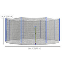 Trampoline Net Enclosure, Trampoline Netting Replacement with Zippered Entrance for 12ft Round Trampoline