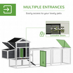 117" Extra Large Chicken Coop with Asphalt Roof, Wooden Hen House with Slide-out Tray, Quail Hutch with Nesting Box, Orange