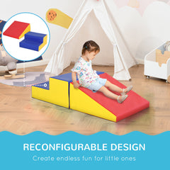 2-Piece Climb and Crawl Activity Soft Play Set, Secure Foam Blocks Playset for Toddler Preschooler Babies Indoor, Activity Structure Play Equipment, Multi-colour