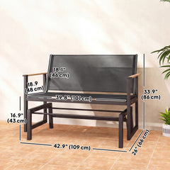 Outdoor Glider Bench for 2 Person, Patio Glider Loveseat with Thick Cushions for Garden Balcony Porch, Dark Grey