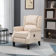 Push Back Recliner Chair, Vibration Massage Recliner for Living Room with Extendable Footrest, Remote, Pocket, Blue