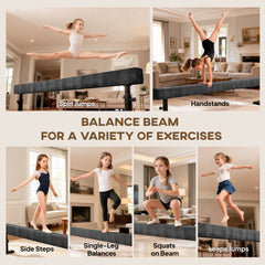 7.5ft Adjustable Balance Beam, Gymnastics Beam with Wheels, Gymnastics Equipment for 6+ Years Old Training