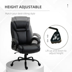PU Leather Executive Office Chair with High Back, Adjustable Height and Swivel Wheels, 400LBS Capacity, Brown
