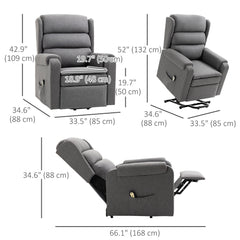 Lift Chair for Elderly, Power Chair Recliner with Footrest, Remote Control, Side Pockets for Living Room, Grey