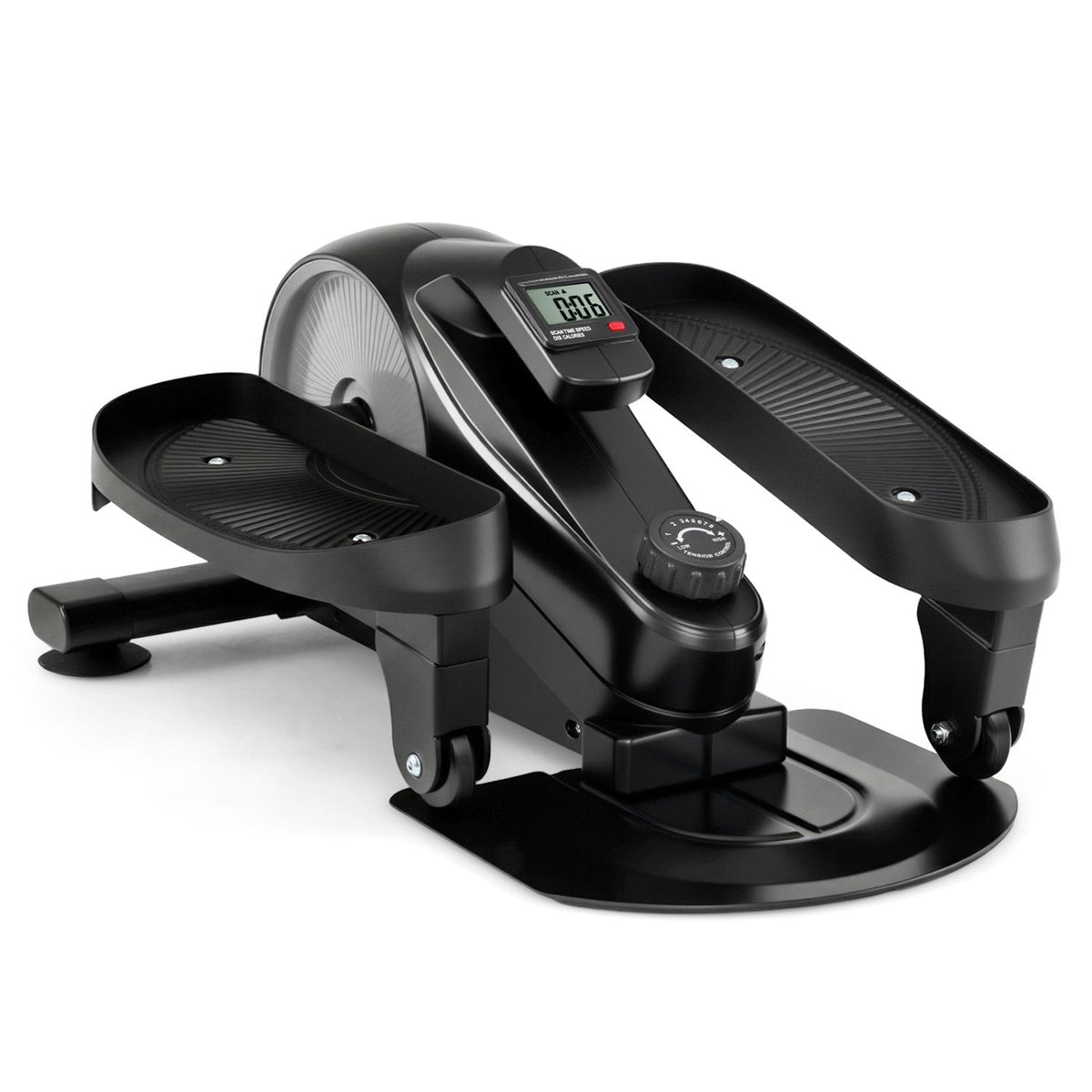 Under Desk Elliptical Pedal Exerciser Adjustable Magnetic Resistance-Silver