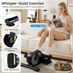 Under Desk Elliptical Pedal Exerciser Adjustable Magnetic Resistance-Silver