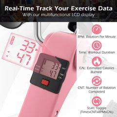 Under Desk Exercise Bike Pedal Exerciser with LCD Display for Legs and Arms Workout-Pink