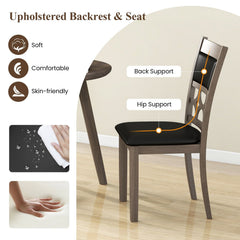 Set of 2 Dining Chairs with Patterned Cut Out Back and Padded Seat, Grey Wood