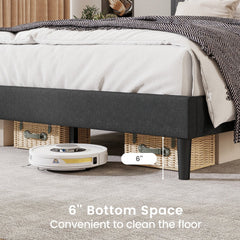 Queen Upholstered Platform Bed with Chevron Panel Headboard and 12 Plywood Slats