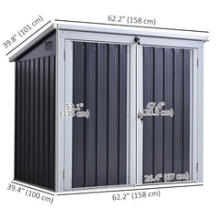 5ft x 3ft Outdoor Garbage Bin Storage Shed with Lockable Doors and Lid, Outside Storage Shed for Trash Can, Black